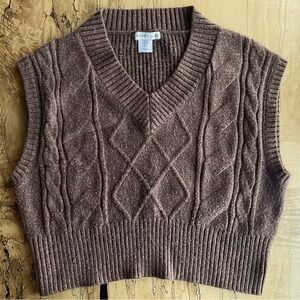 Sincerely Jules Brown Cable Knit Sweater Vest